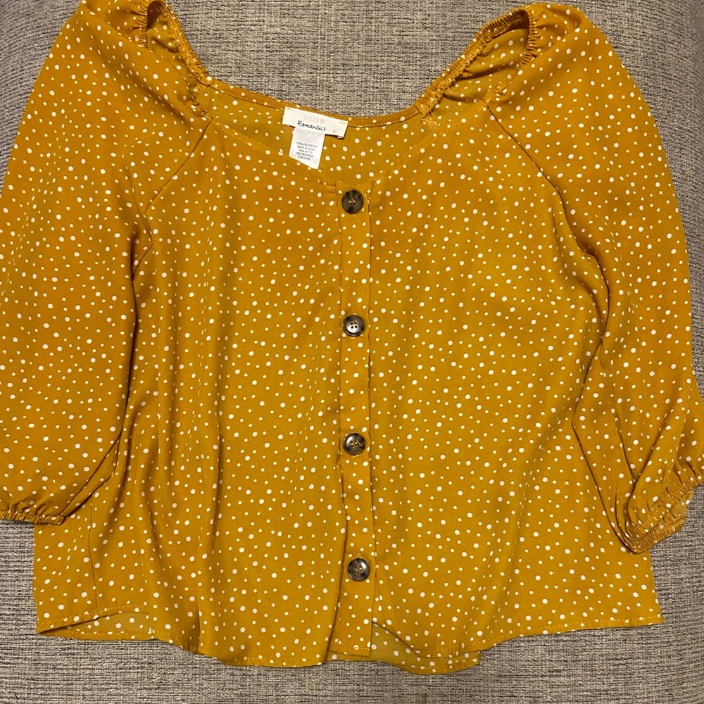 Yellow polka dot blouse